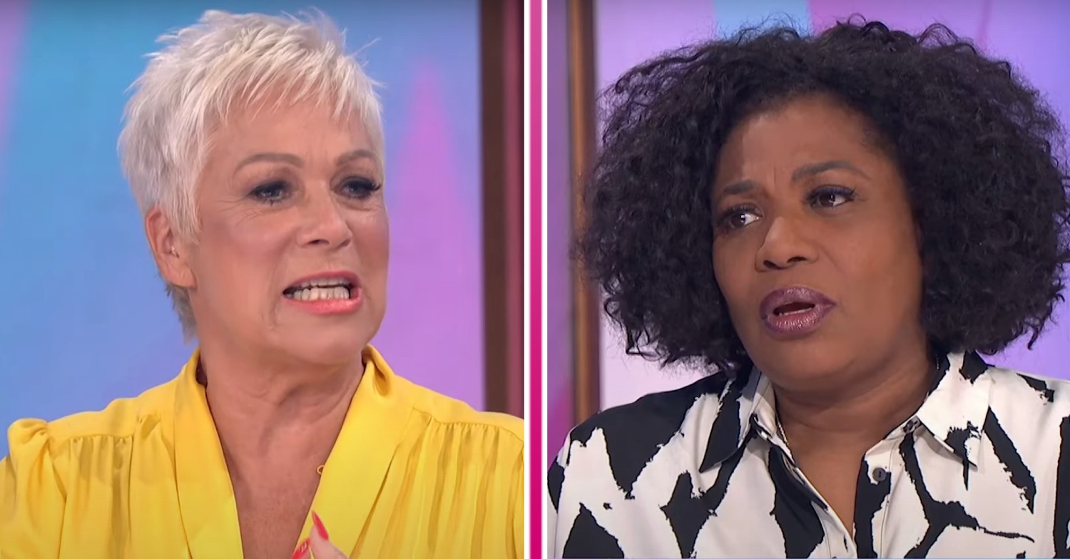 Denise Welch speaking / Brenda Edwards looking concerned on Loose Women today