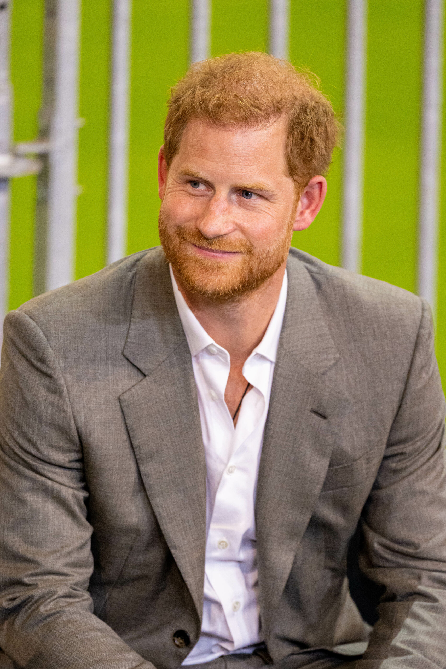 Prince Harry wearing a grey suit