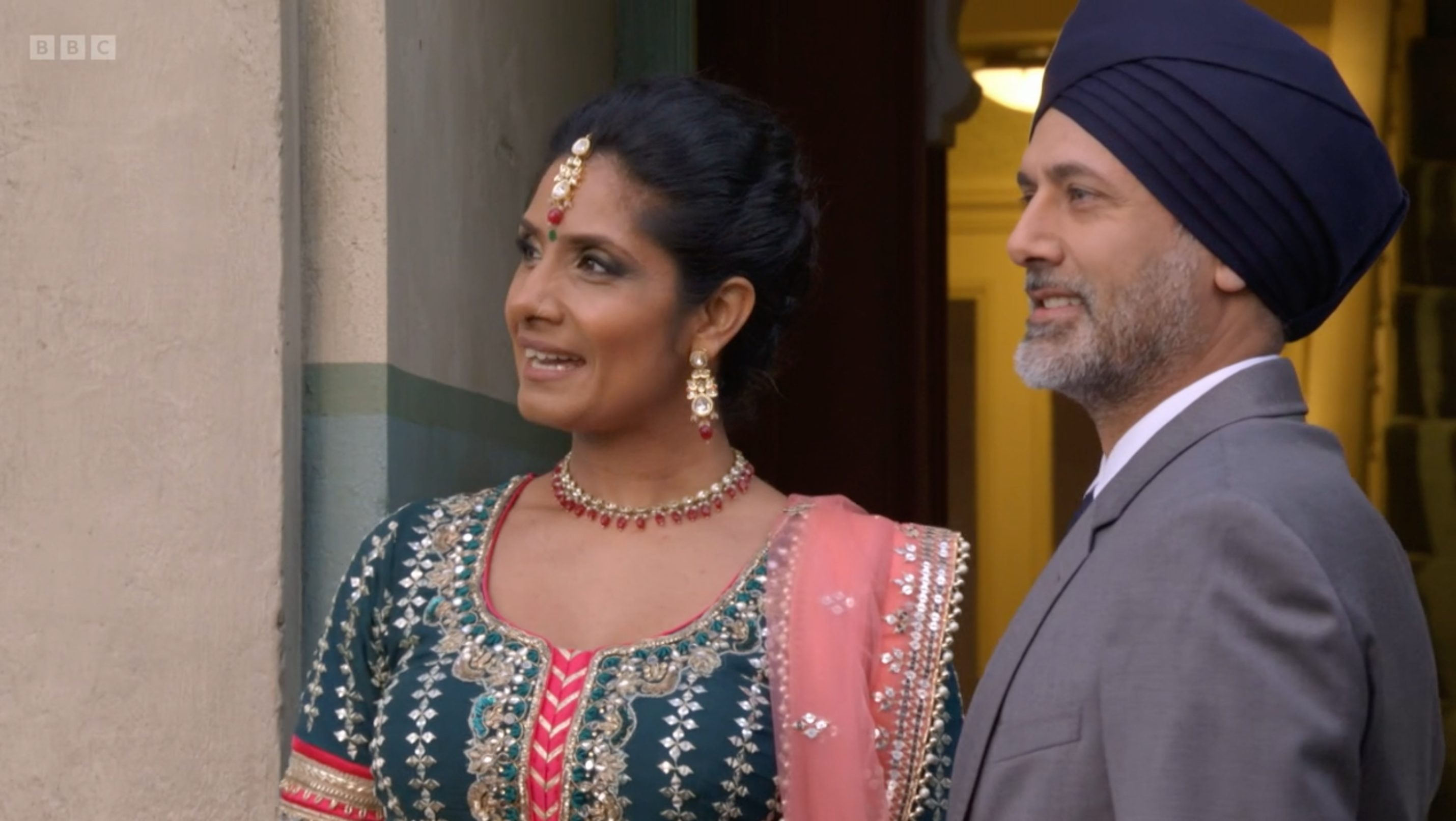 Suki and Nish had a special ceremony in EastEnders but fans noticed a blunder (Credit: BBC)