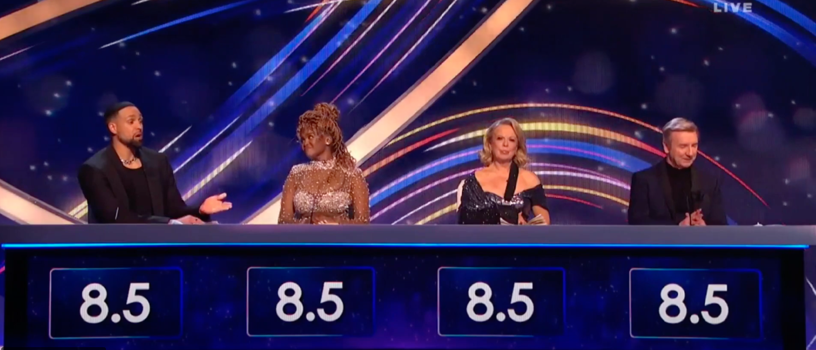 Judges on Dancing On Ice giving scores