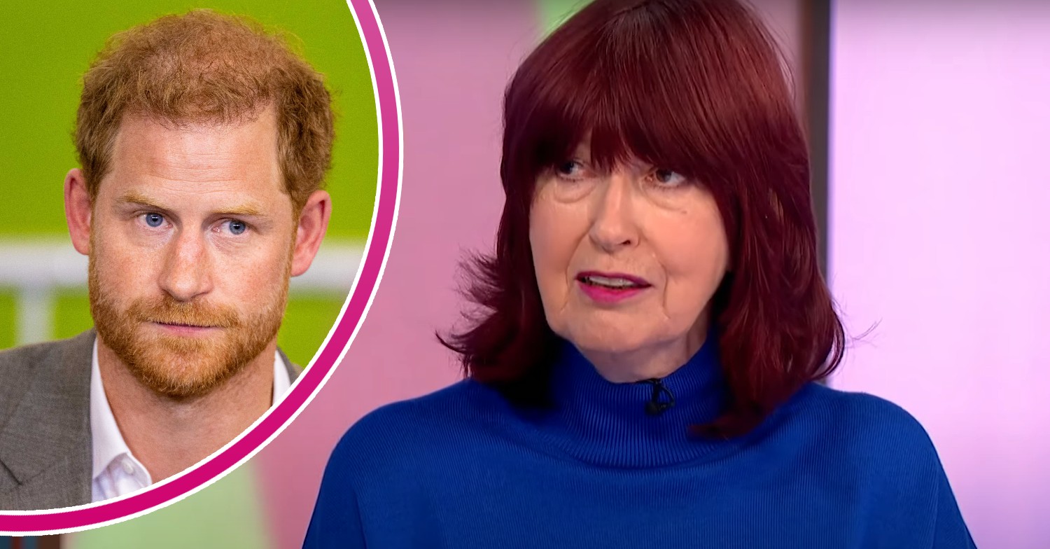 Janet Street Porter talking on Loose Women and Prince Harry looking serious