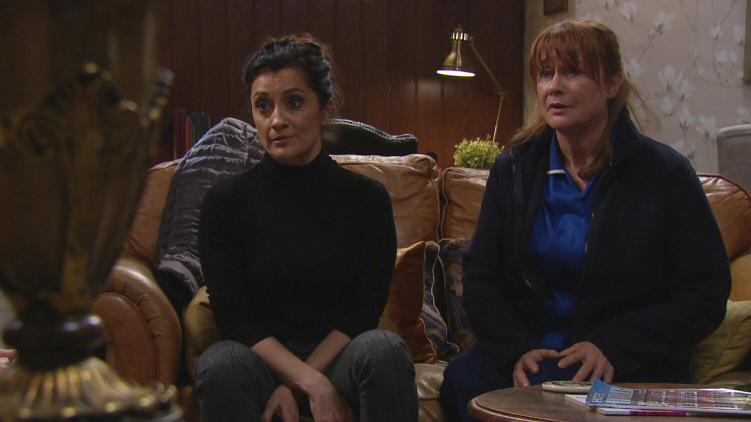 Manpreet and Wendy talk to Bob, looking concerned on Emmerdale