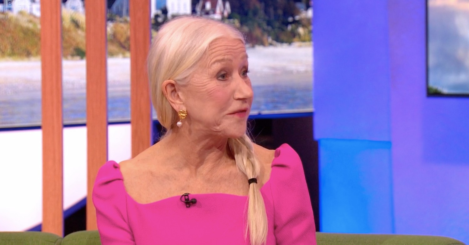 Helen Mirren with her hair plaited on The One Show