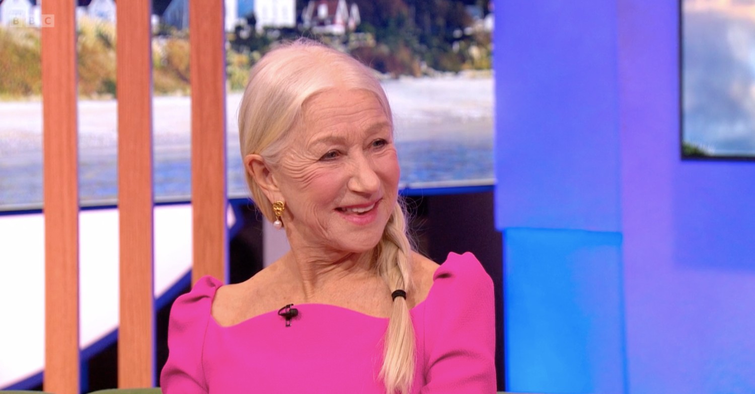 Helen Mirren smiling during her appearance on The One Show