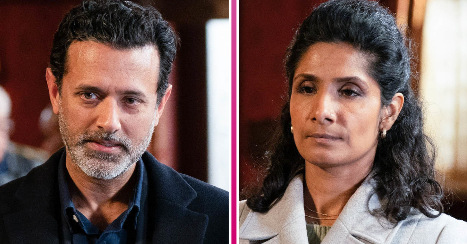 EastEnders' Nish is looking furious and Suki is looking guilty