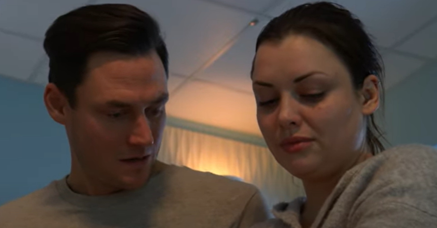 EastEnders' Zack and Whitney are crying as they hold Peach