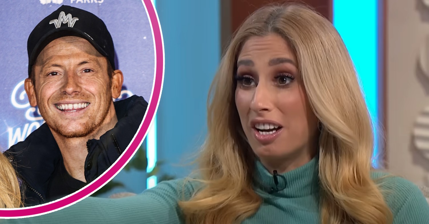 Joe Swash smiling at Winter Wonderland, Stacey Solomon talking on Lorraine