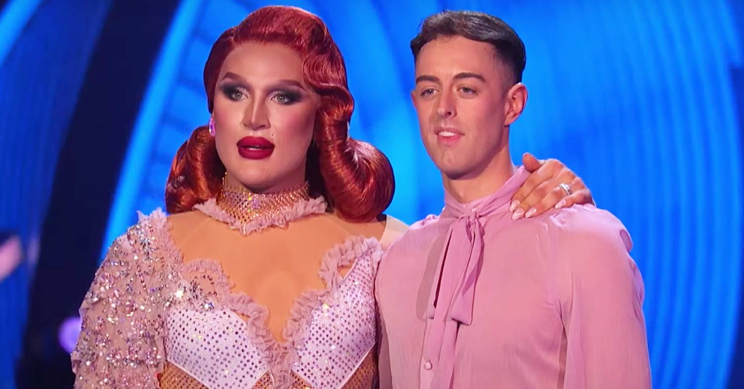 The Vivienne and pro skater Colin Grafton react as they receive feedback on Dancing On Ice 2023