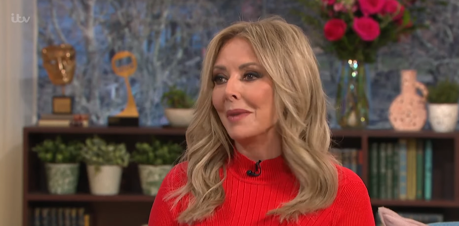 Carol Vorderman in red outfit on This Morning today