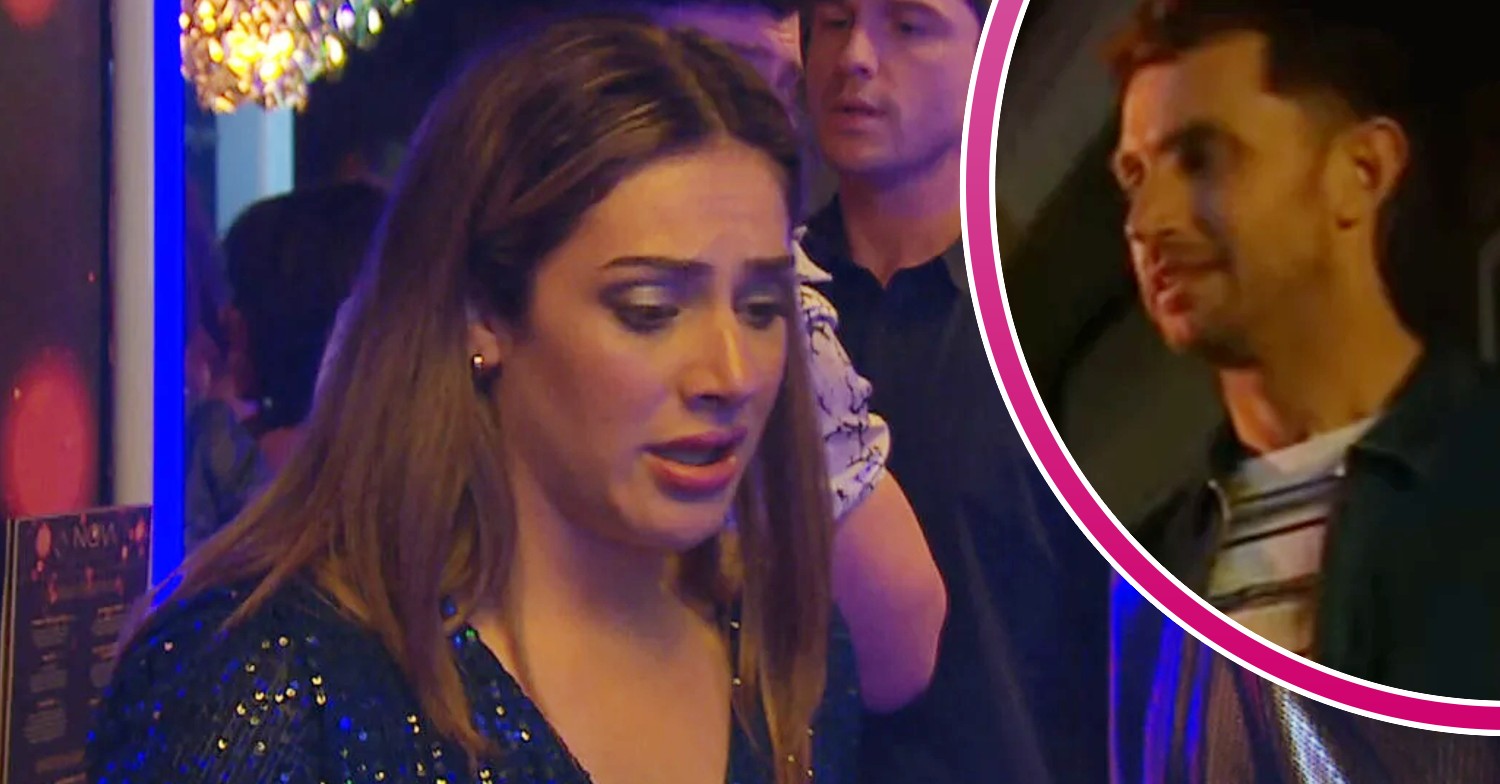 Victoria having a panic attack on Emmerdale; inset, rapist Lee (Credit: ITV/Composite: Entertainment Daily)