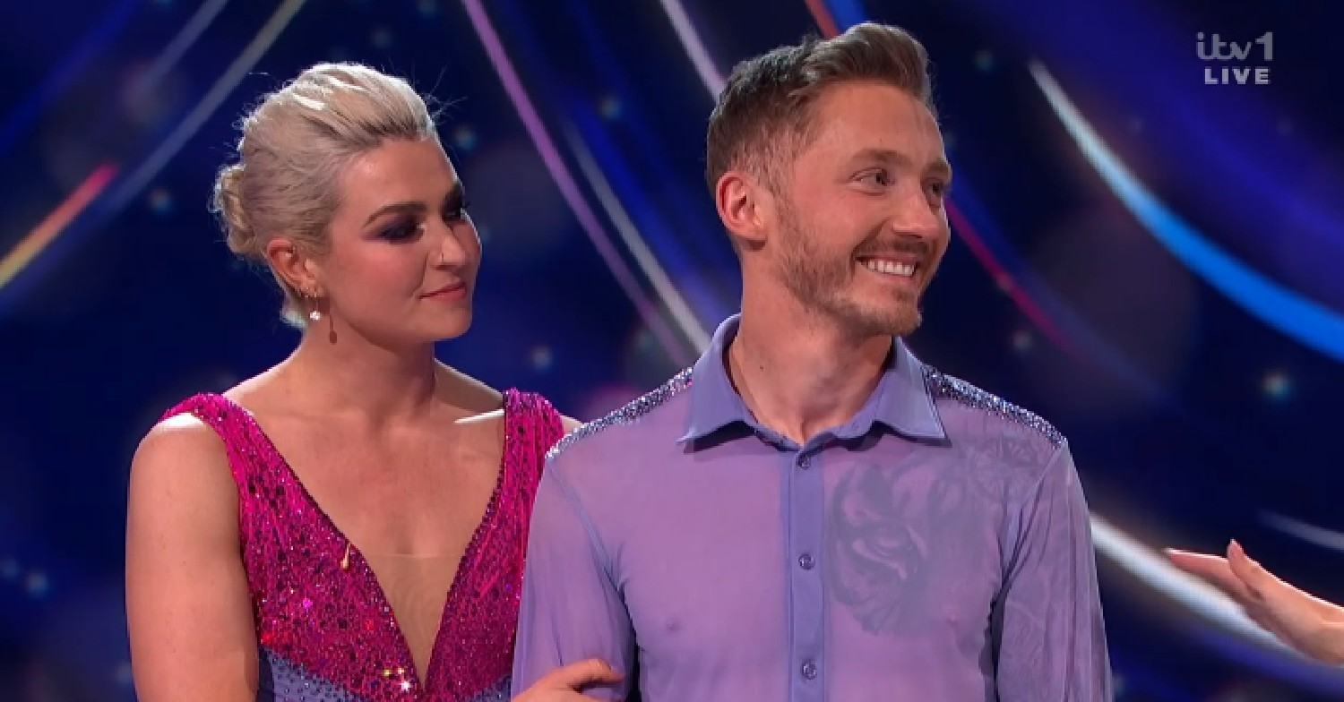 Olivia and Nile Wilson smiling during Dancing On Ice final
