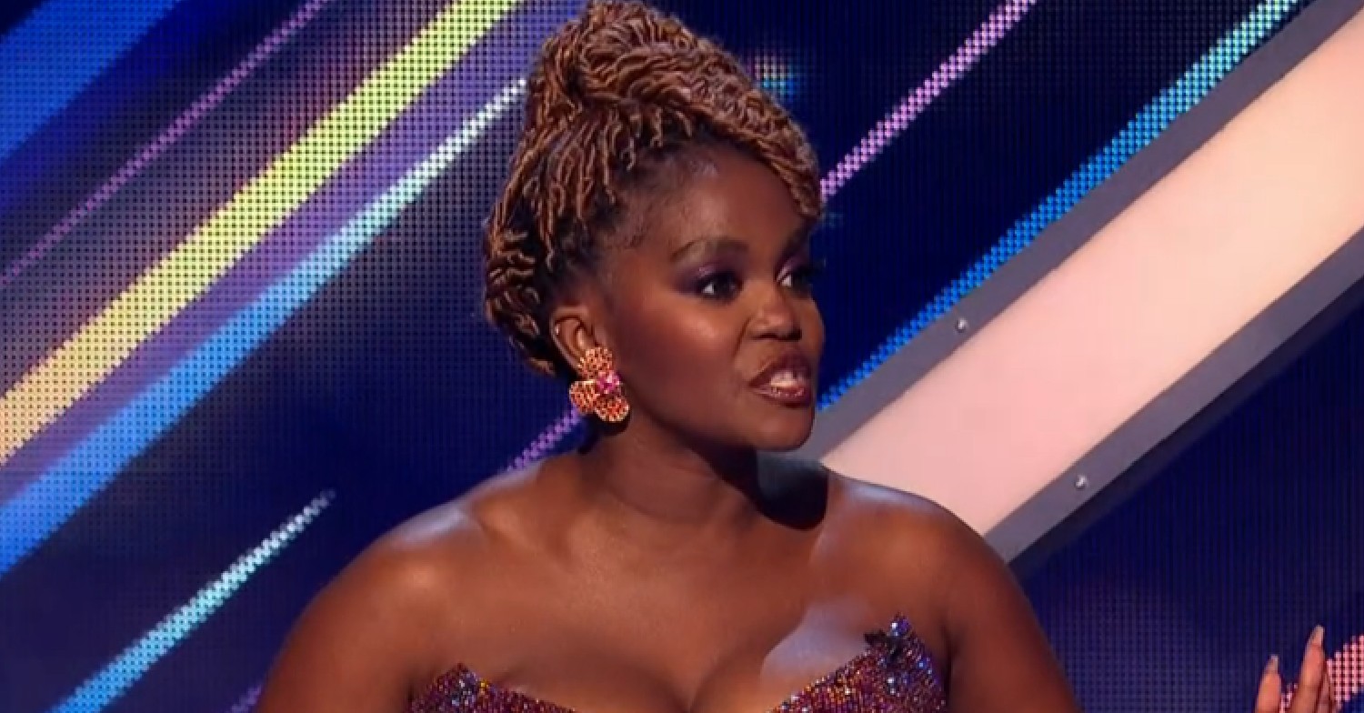 Oti Mabuse speaking during Dancing On Ice final