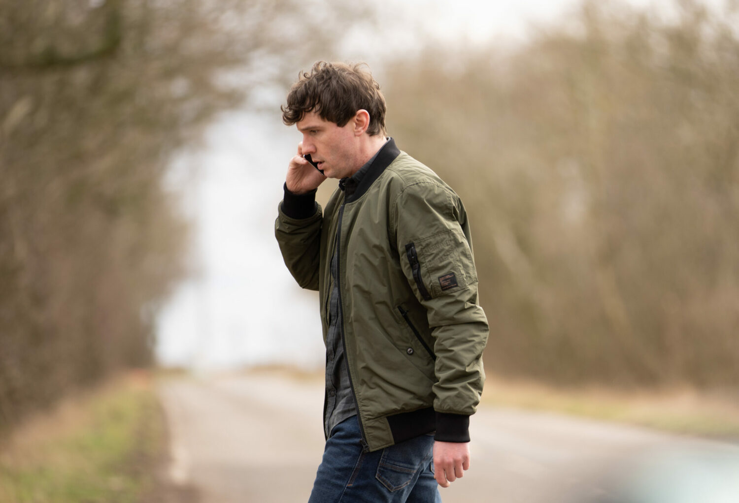 Alex in Emmerdale spoilers on the phone