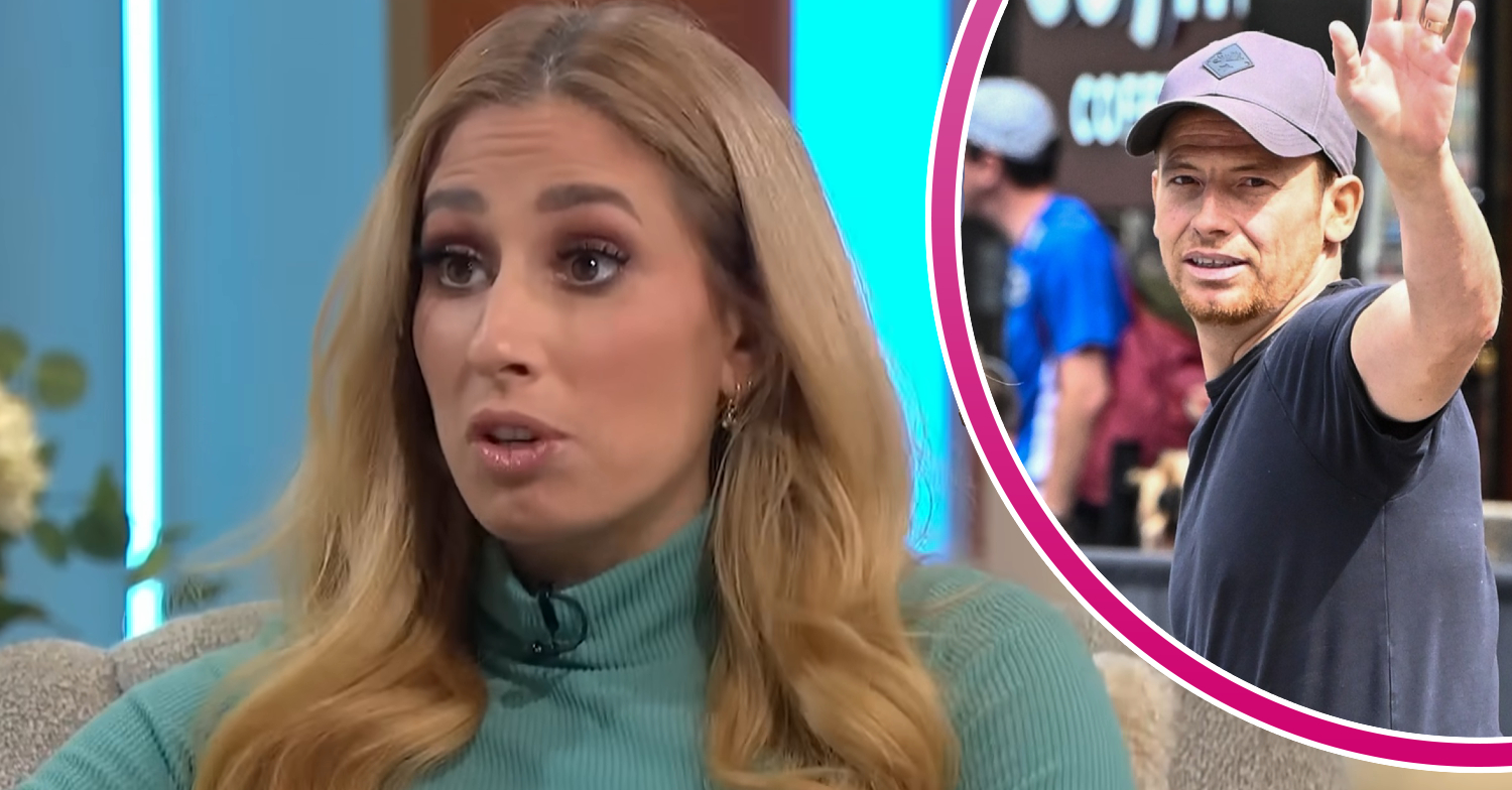 Stacey Solomon talkking on Lorraine and Joe Swash frown