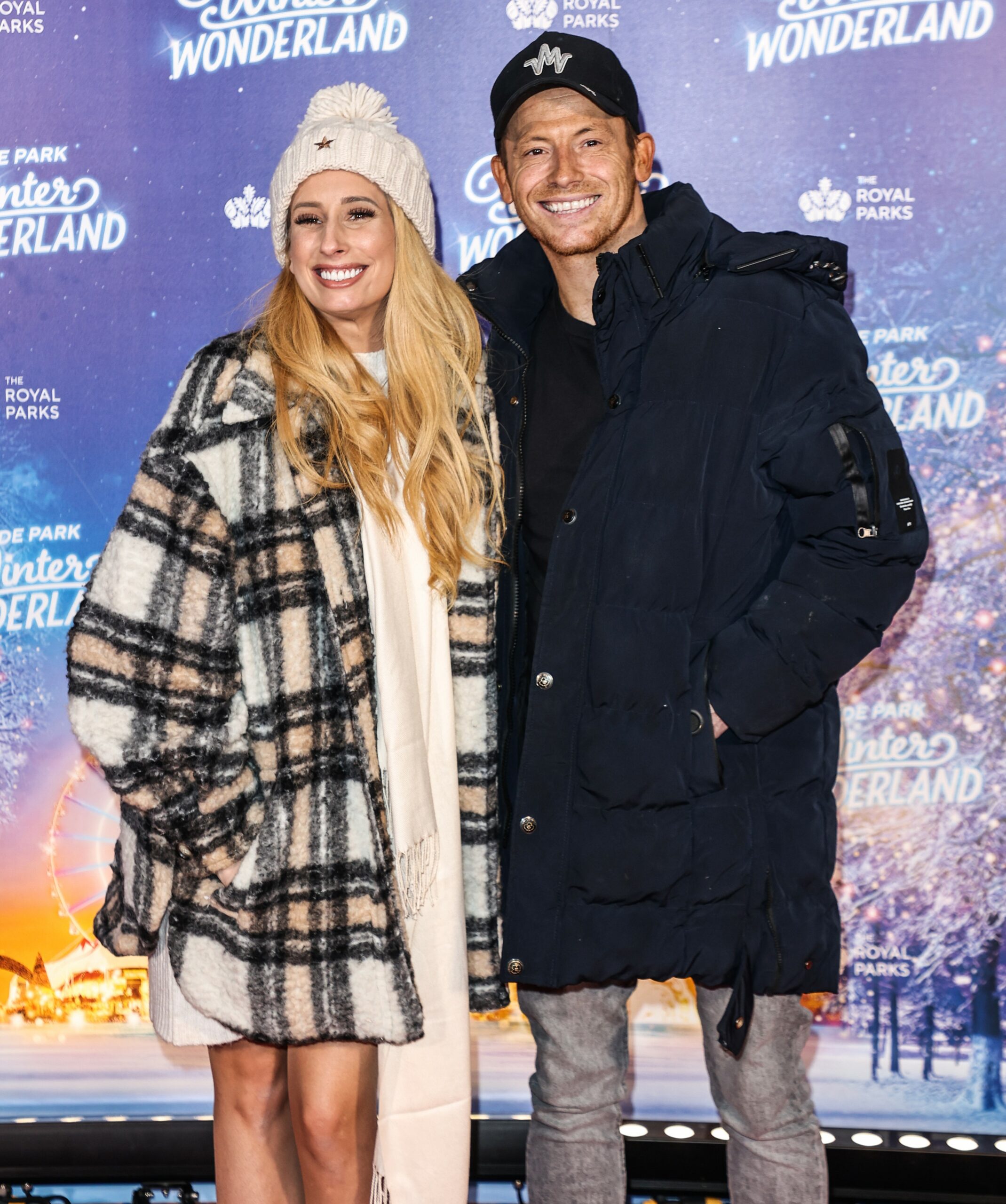 Stacey Solomon and Joe Swash smiling at Winter Wonderland