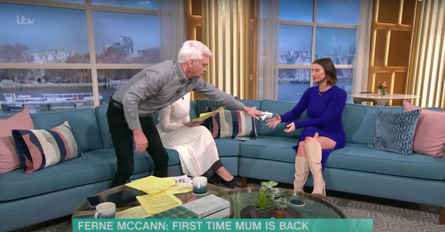 Phillip Schofield hands Ferne McCann a tissue