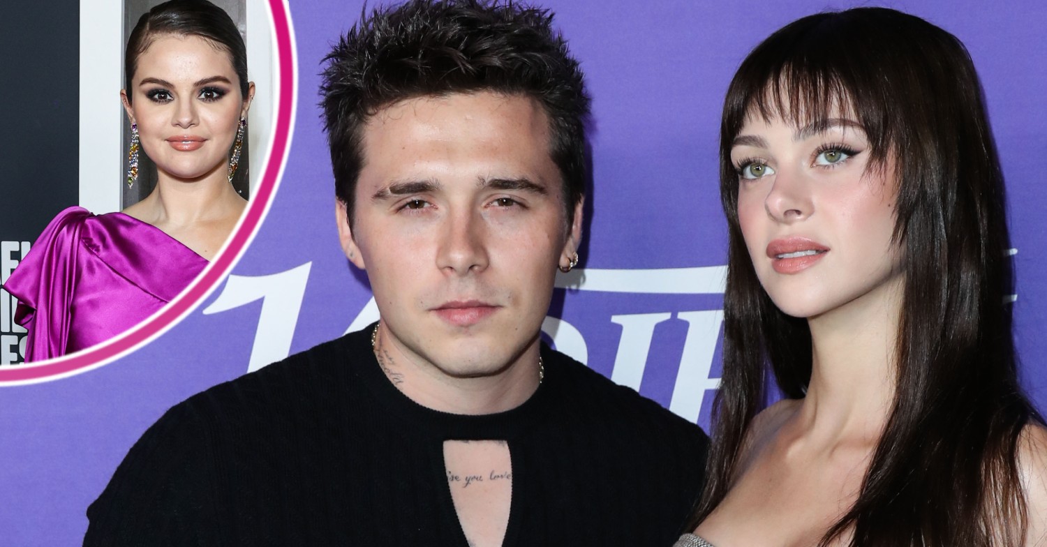 Selena Gomez smiling with Brooklyn Beckham and Nicola Peltz