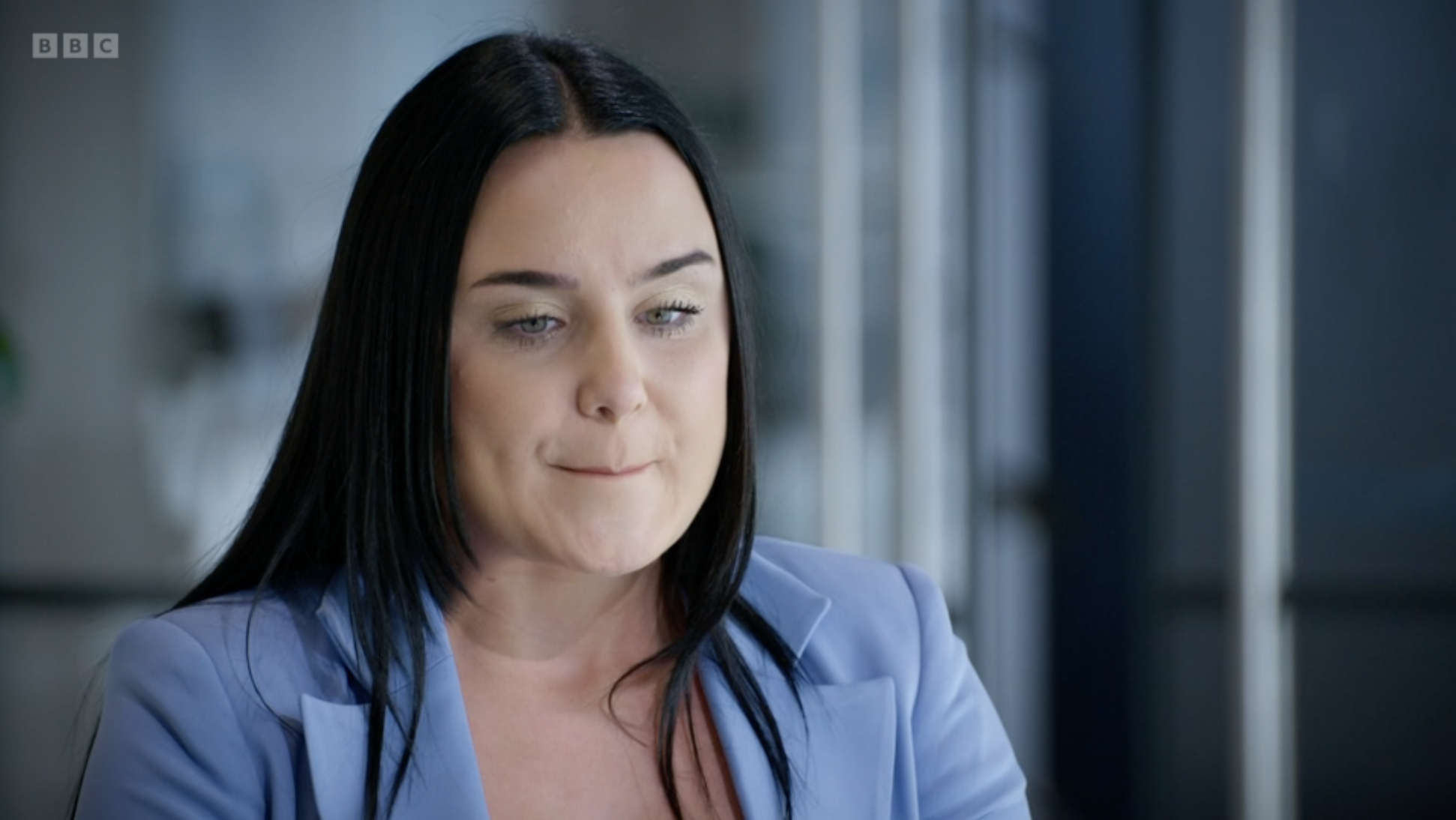 Megan Hornby being grilled during The Apprentice interviews