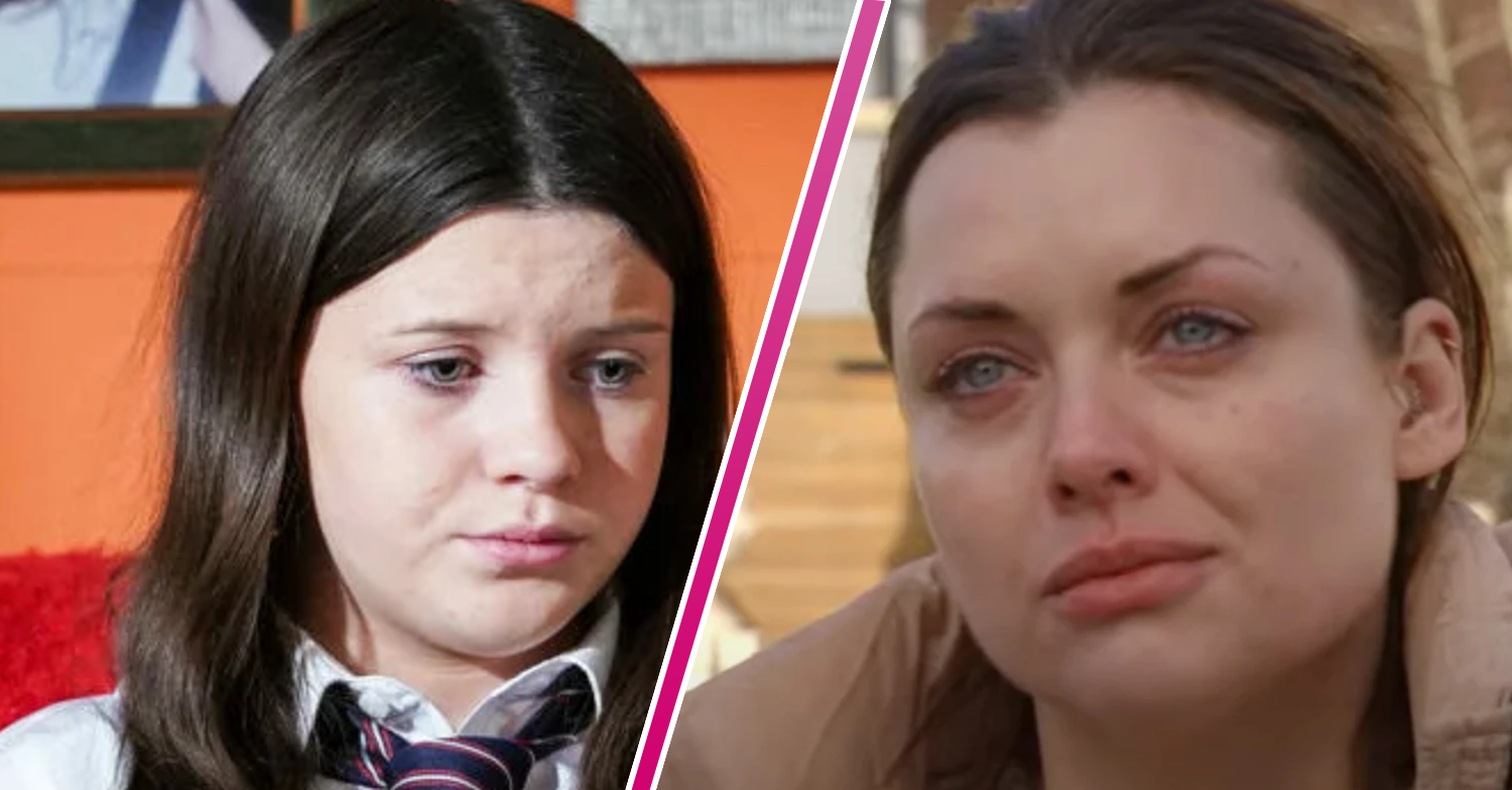 Composite of Whitney and Lily both looking upset on EastEnders