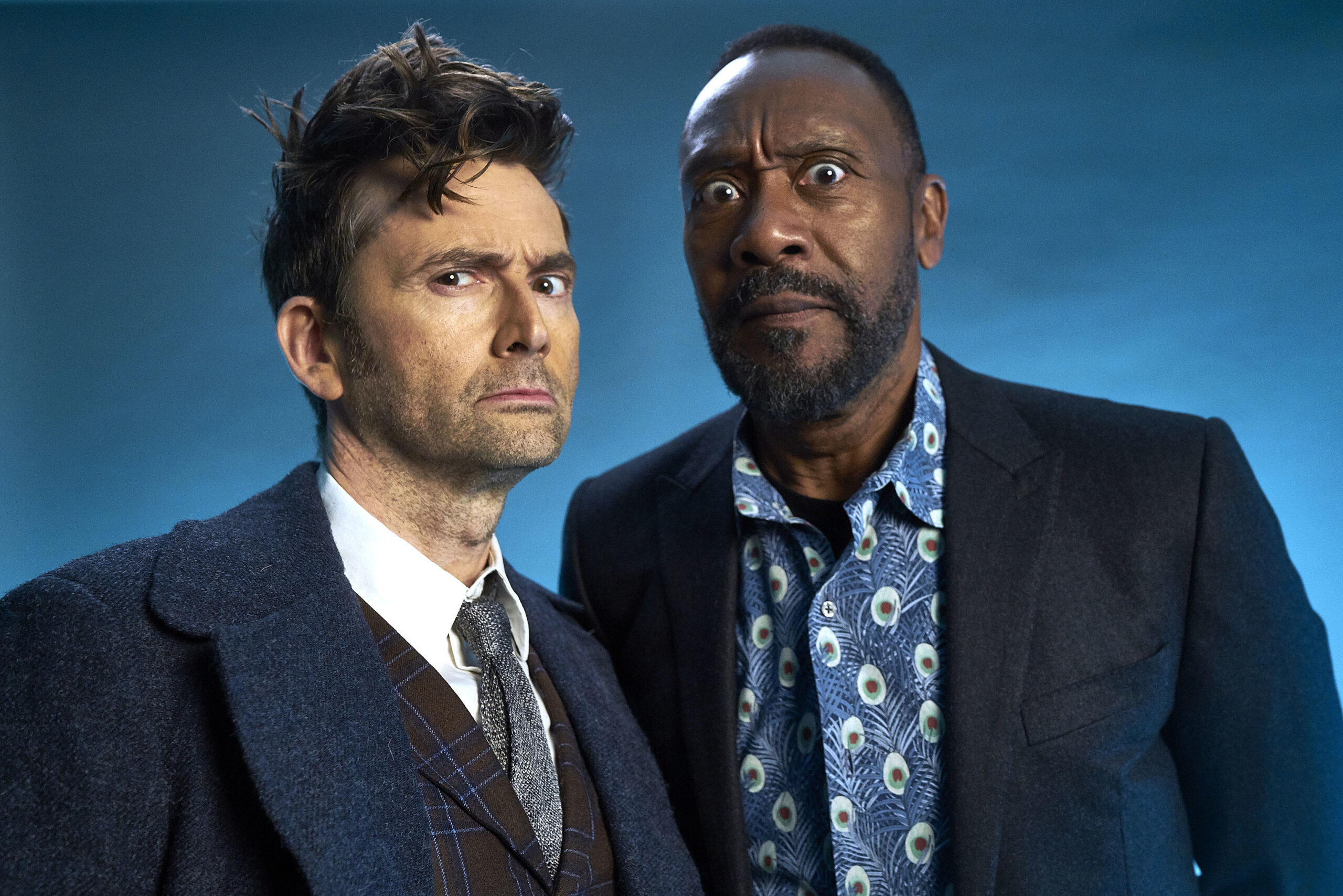 David Tennant and Lenny Henry pull funny faces in Red Nose Day promo shot