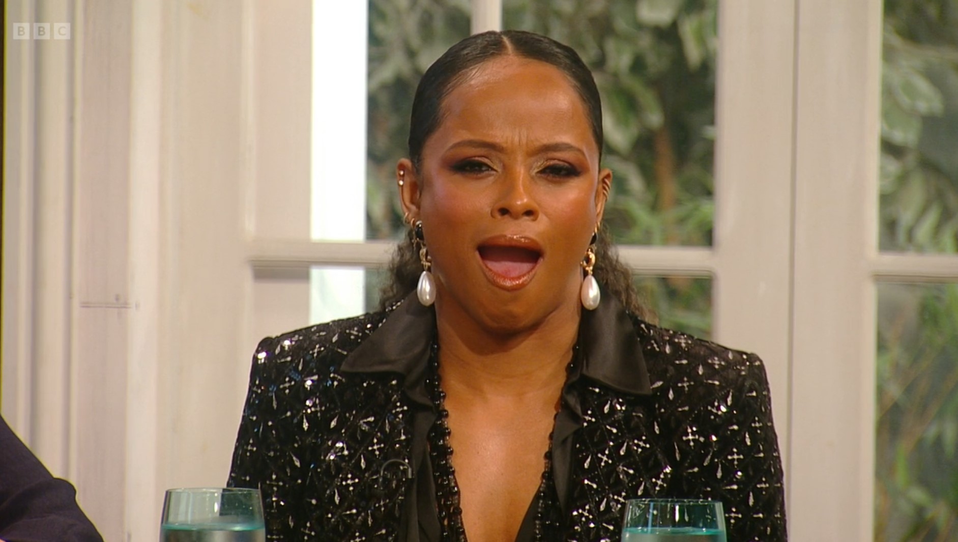 Fleur East looks open-mouthed on Saturday Kitchen