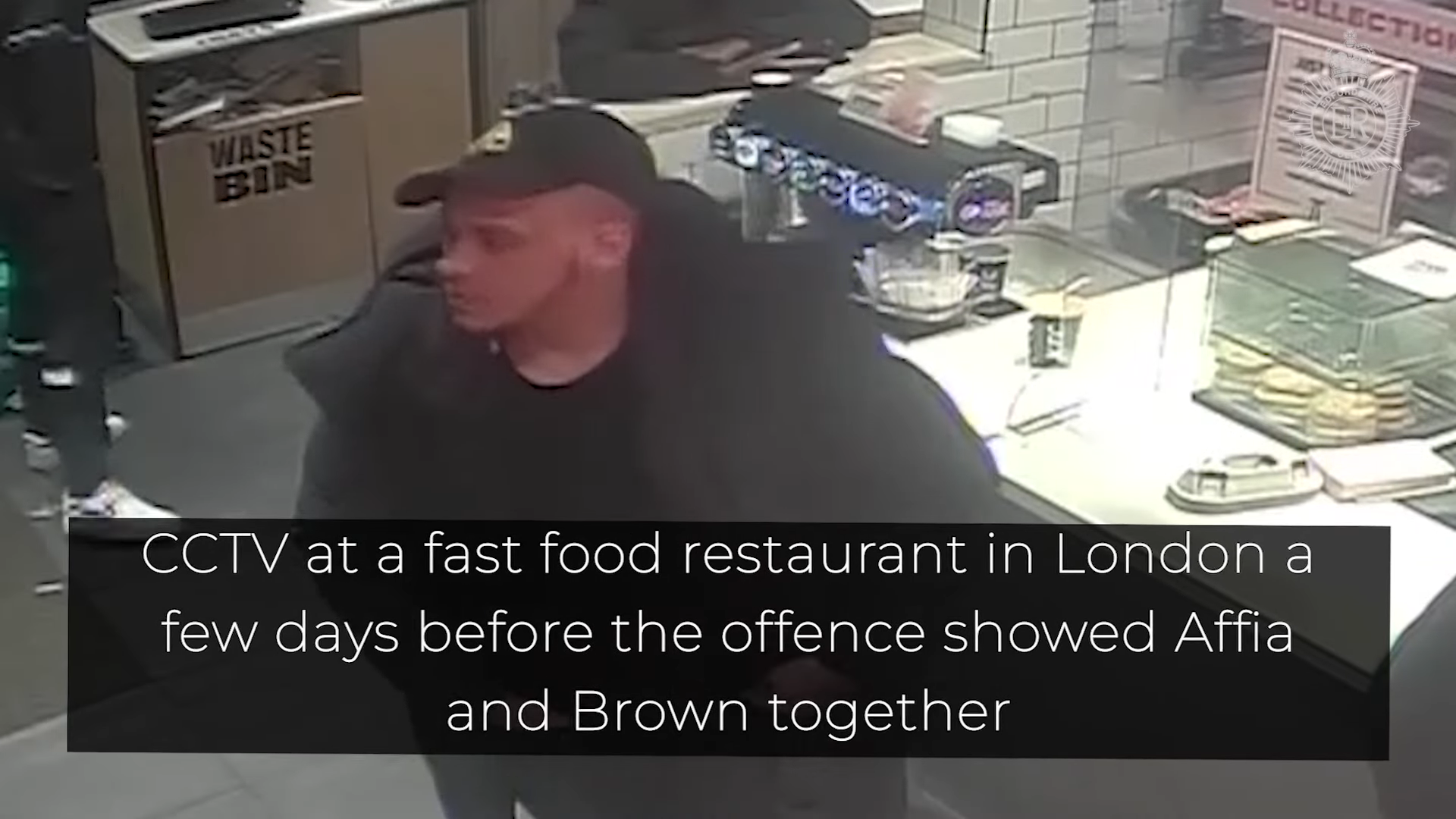 Ikem Affia wears the designer coat in CCTV footage