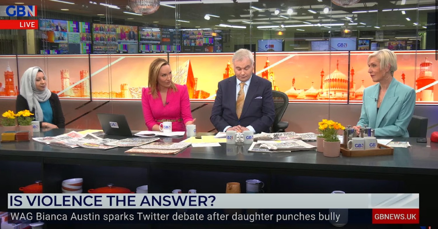 Eamonn Holmes and Isabel Webster with guests on GB News today