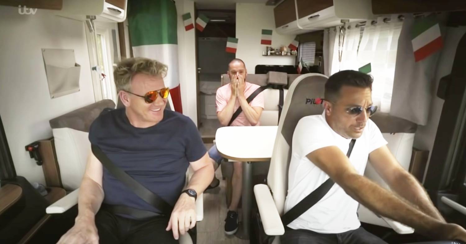 Gino D'Acampo drives a caravan