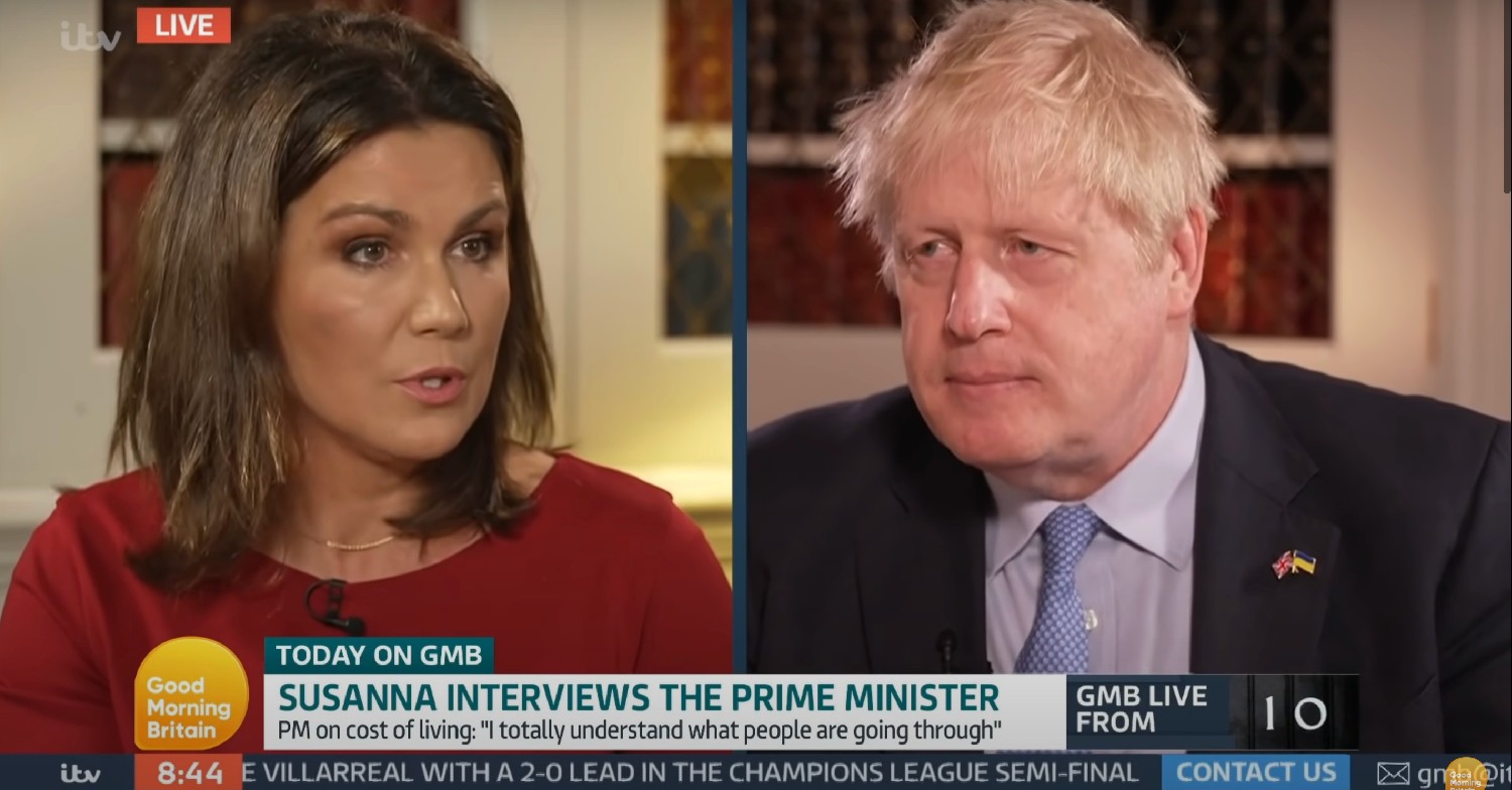 Susanna Reid interviewing Boris Johnson on GMB today