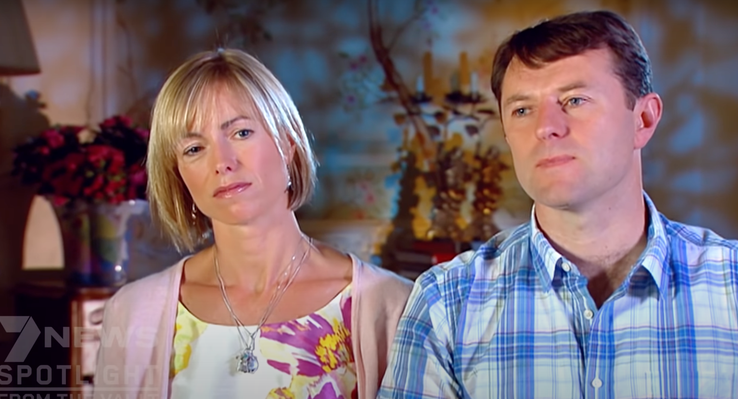 Kate and Gerry McCann looking sad on TV