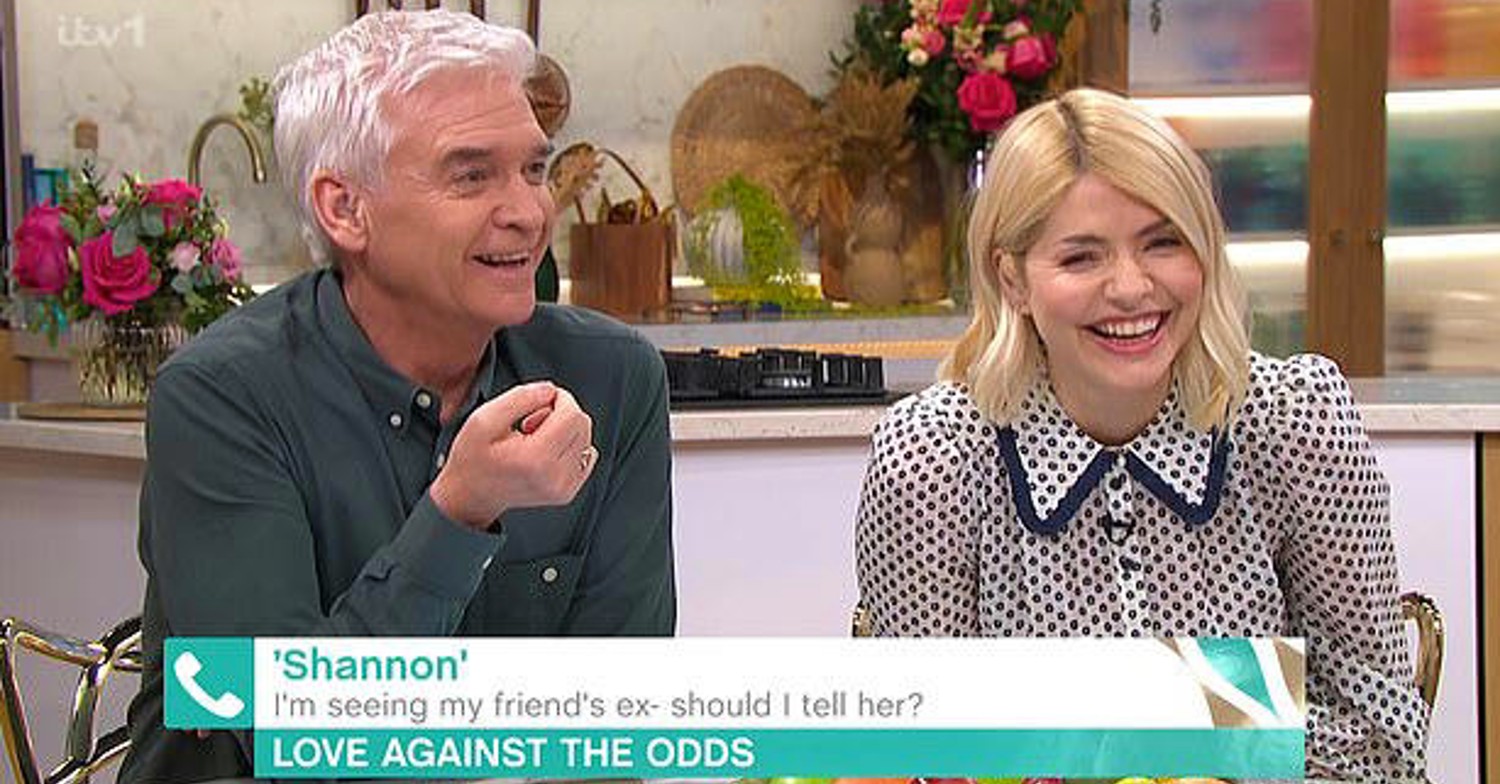 Holly and Phil laughing on This Morning today