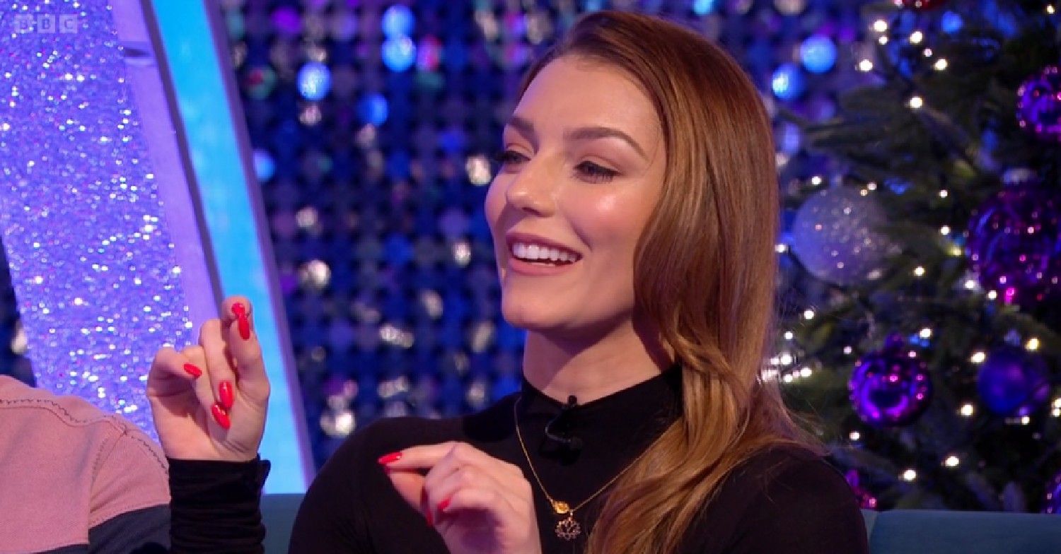 Jowita Przystał smiling and talking on Strictly It Takes Two