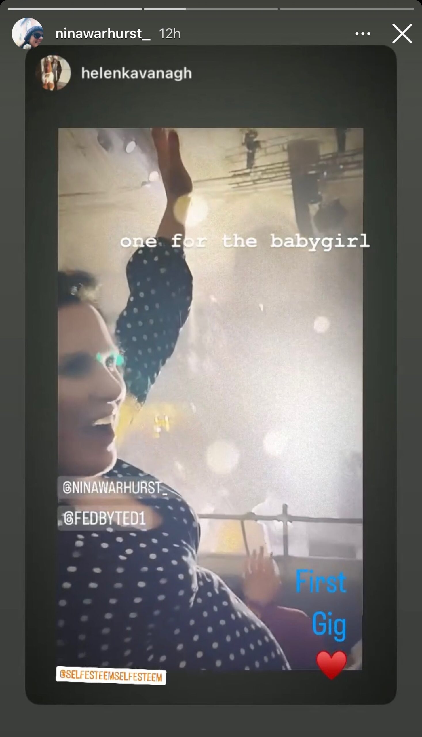 A pregnant Nina Warhurst at a gig in Manchester