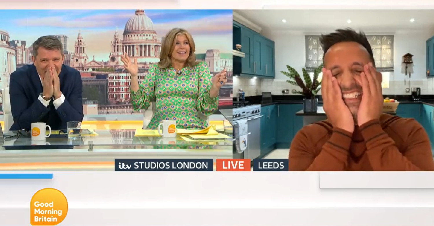 Ben, Kate and Amir looking shocked on GMB today