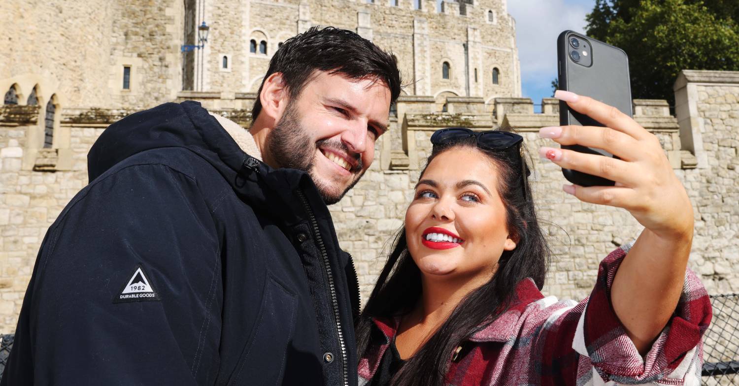 Scarlett Moffatt poses for a selfie with her partner Scott