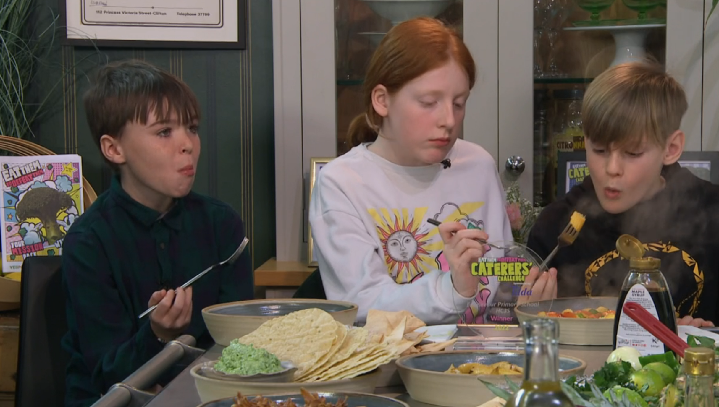 Three kids trying James Martin's vegetable dishes