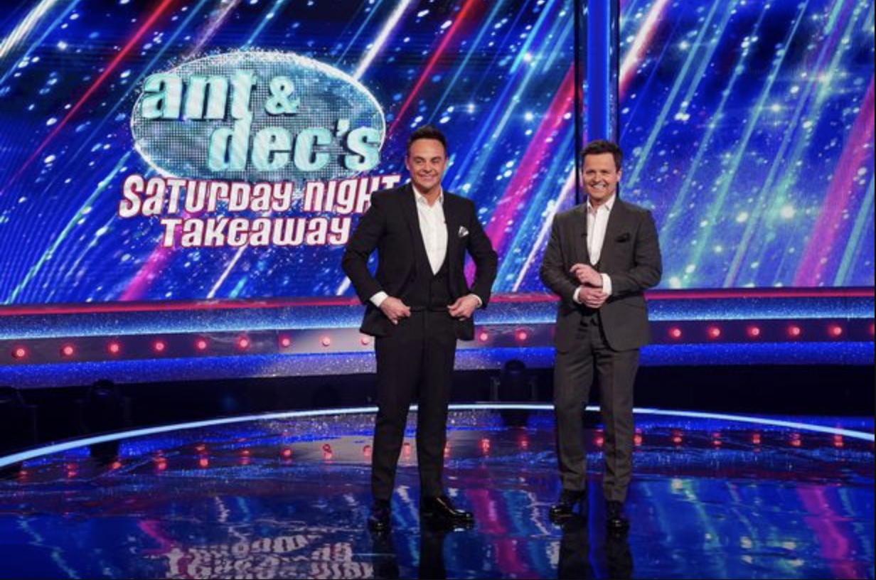Ant and Dec on Saturday Night Takeaway last night smiling
