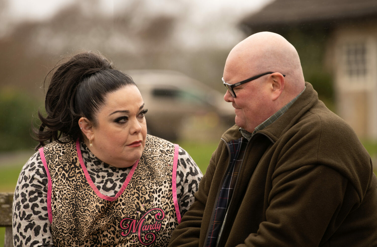 Paddy looks thoughtful as he talks to Mandy on Emmerdale