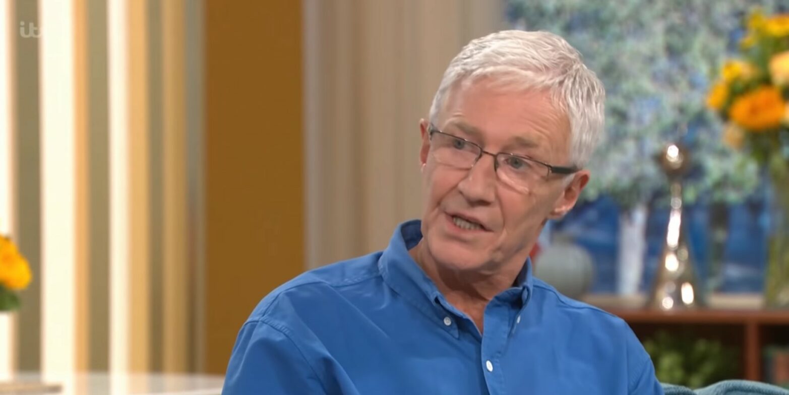 Paul O'Grady talks serious on This Morning in a blue shirt