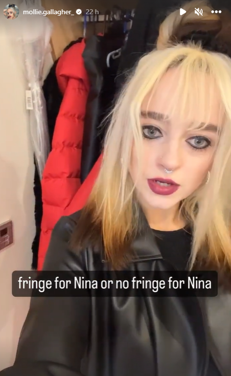 Coronation Street's Mollie Gallagher is wearing a faux fringe on Instagram stories