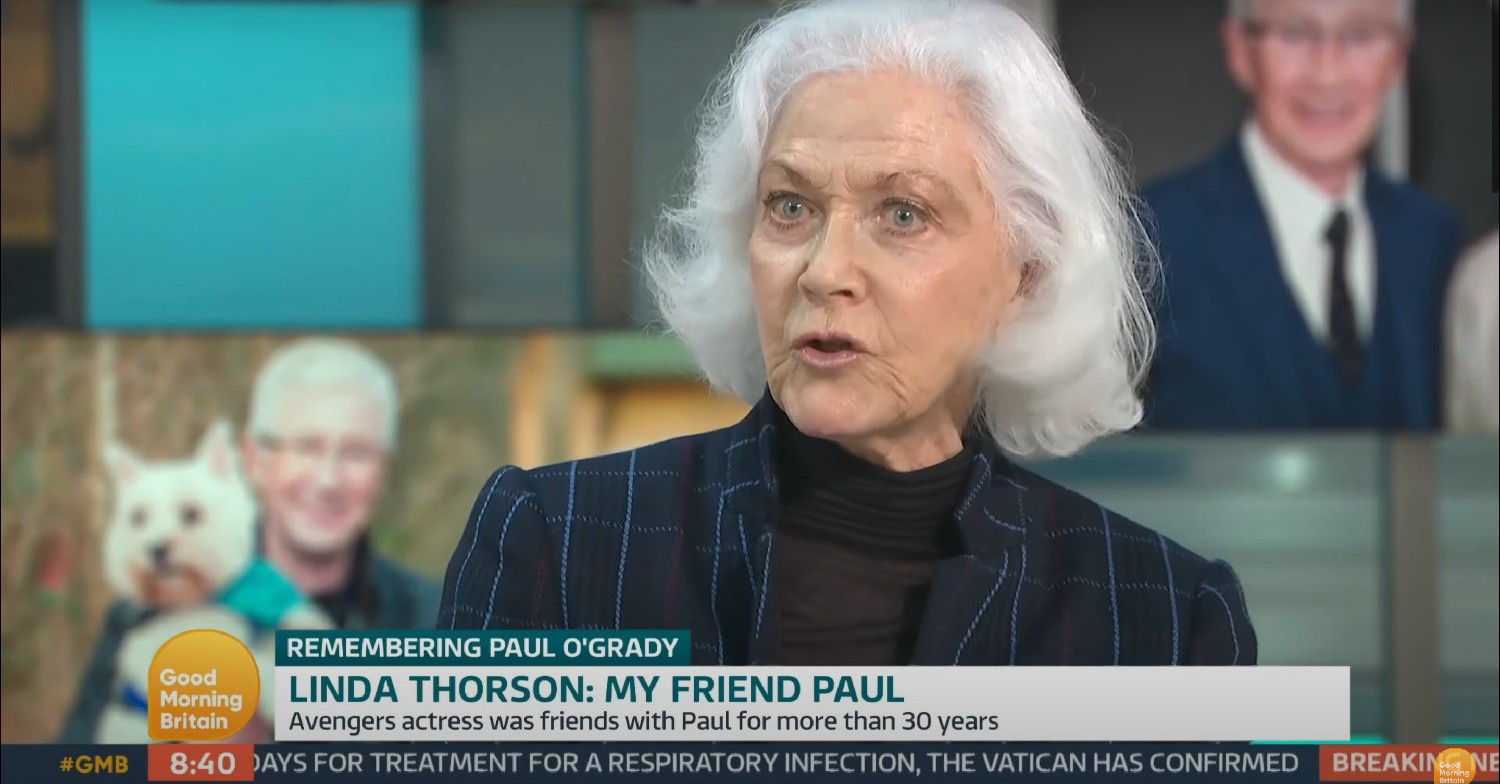 Linda Thorson looking cross on GMB today