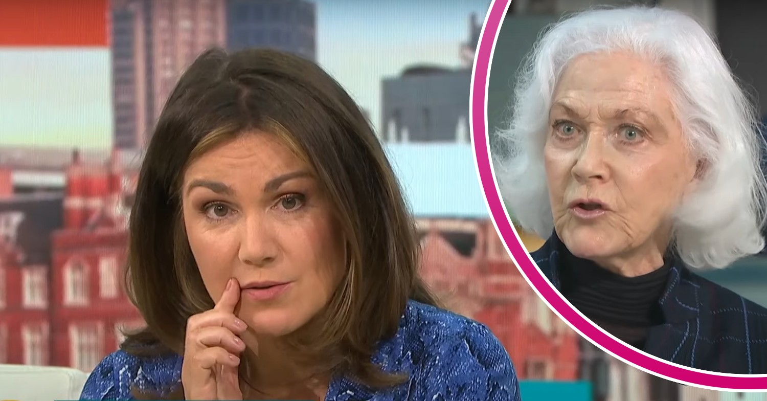 Susanna Reid looking at camera / Linda Thorson on GMB today