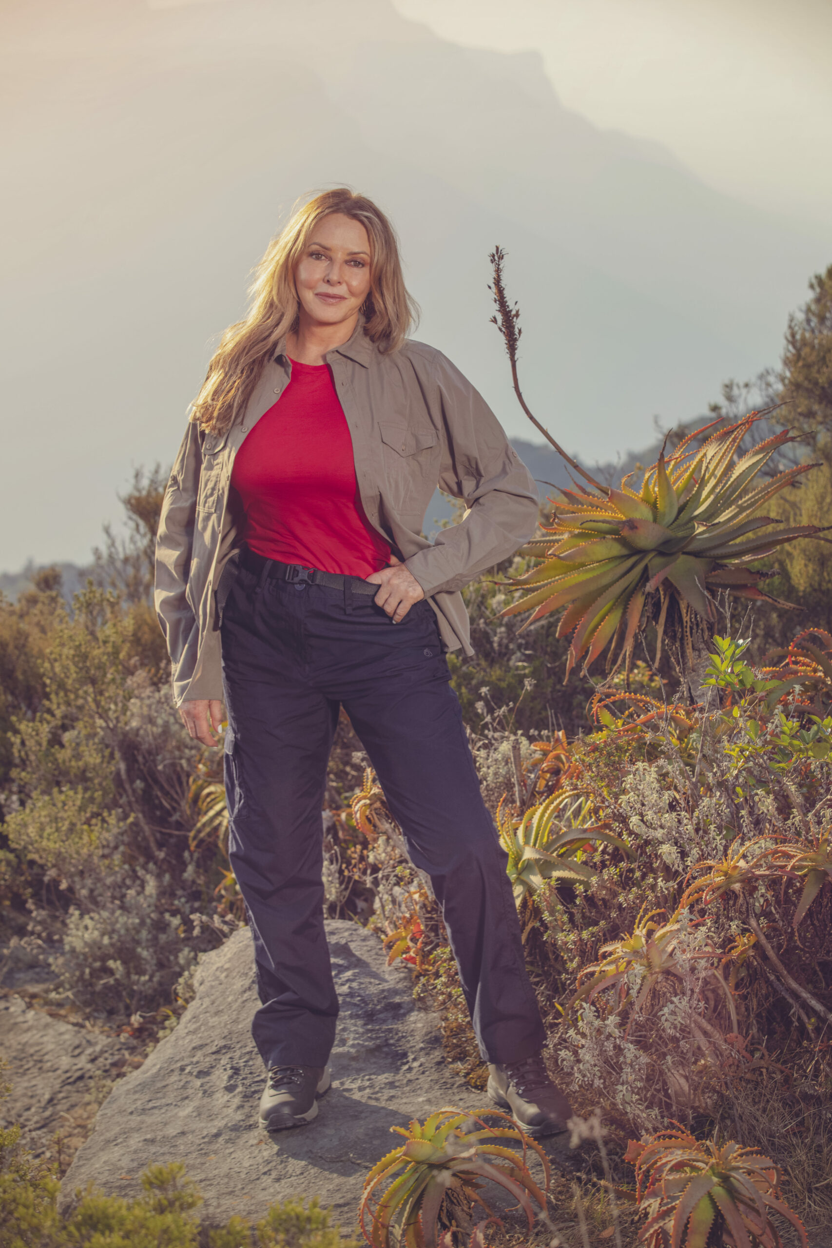 Carol Vorderman posing on I'm A Celebrity: South Africa