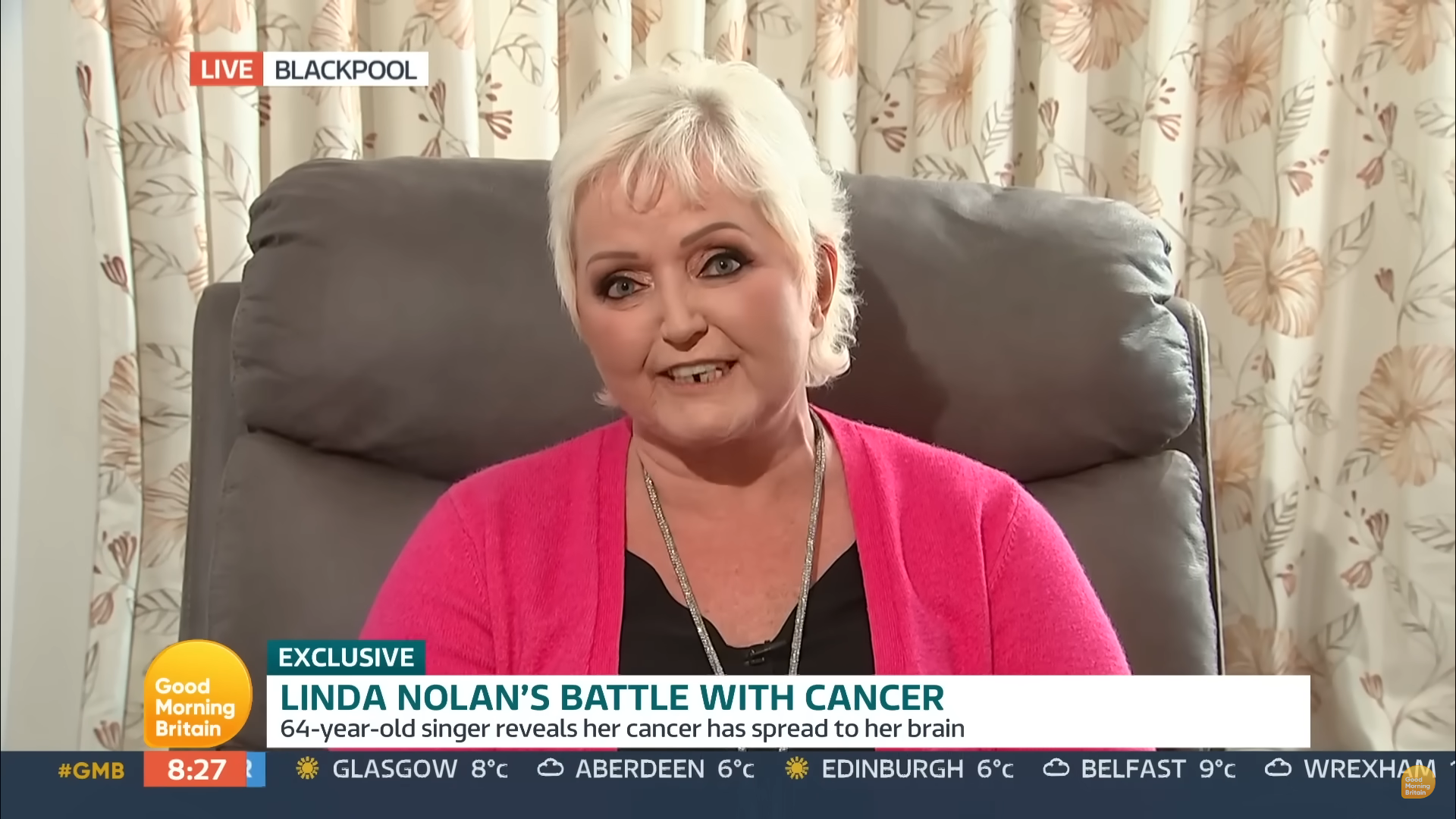 Linda Nolan smiles on Good Morning Britain