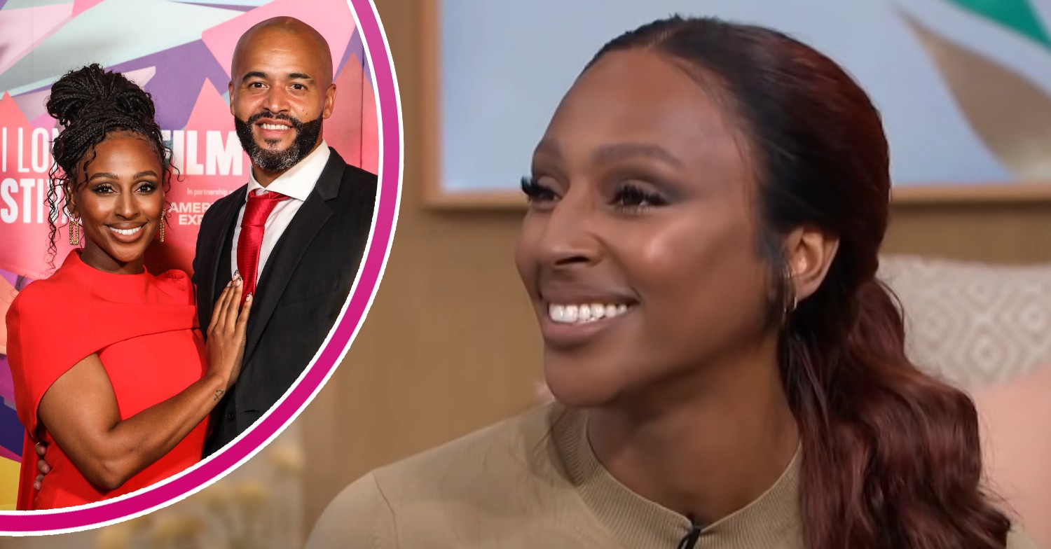 Alexandra Burke smiling with partner Darren, and smiling on This Morning