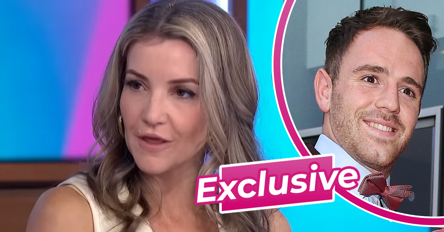 Helen Skelton frowns and Richie Myler smiles