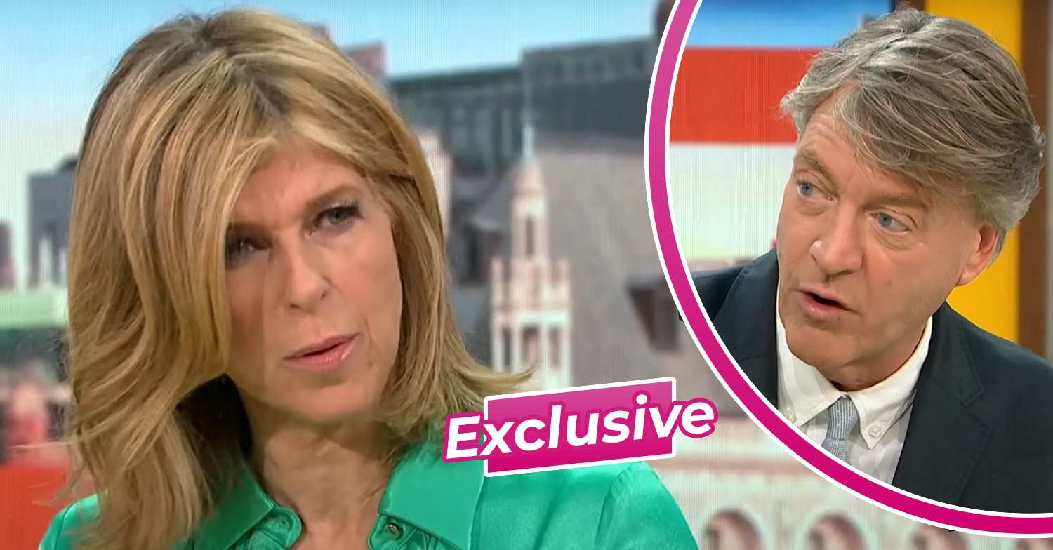 Kate Garraway looking disgusted on Good Morning Britain / Richard Madeley looking shocked on Good Morning Britain