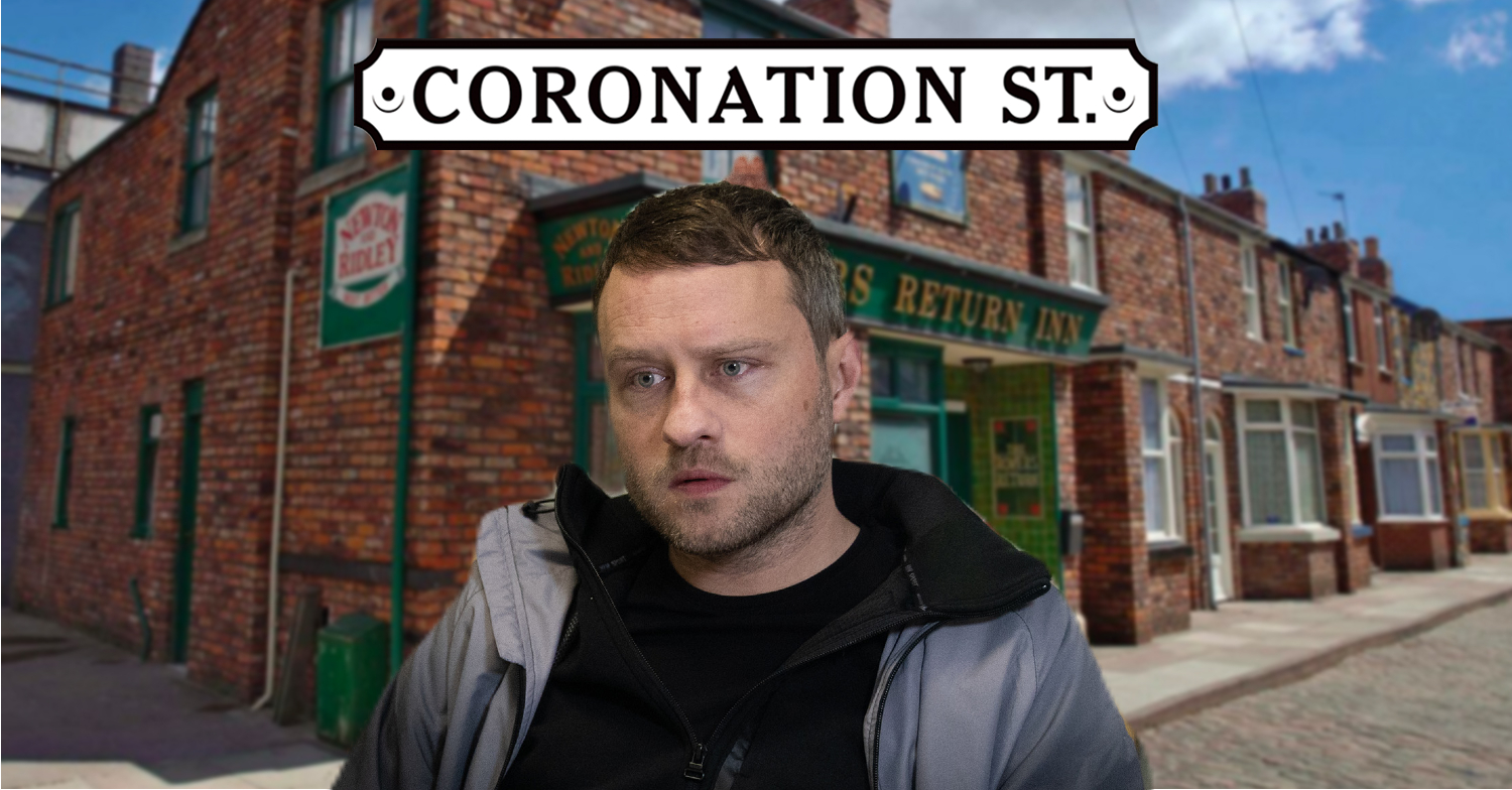 Coronation Street's Paul is with the Coronation Street logo and background of the Rovers