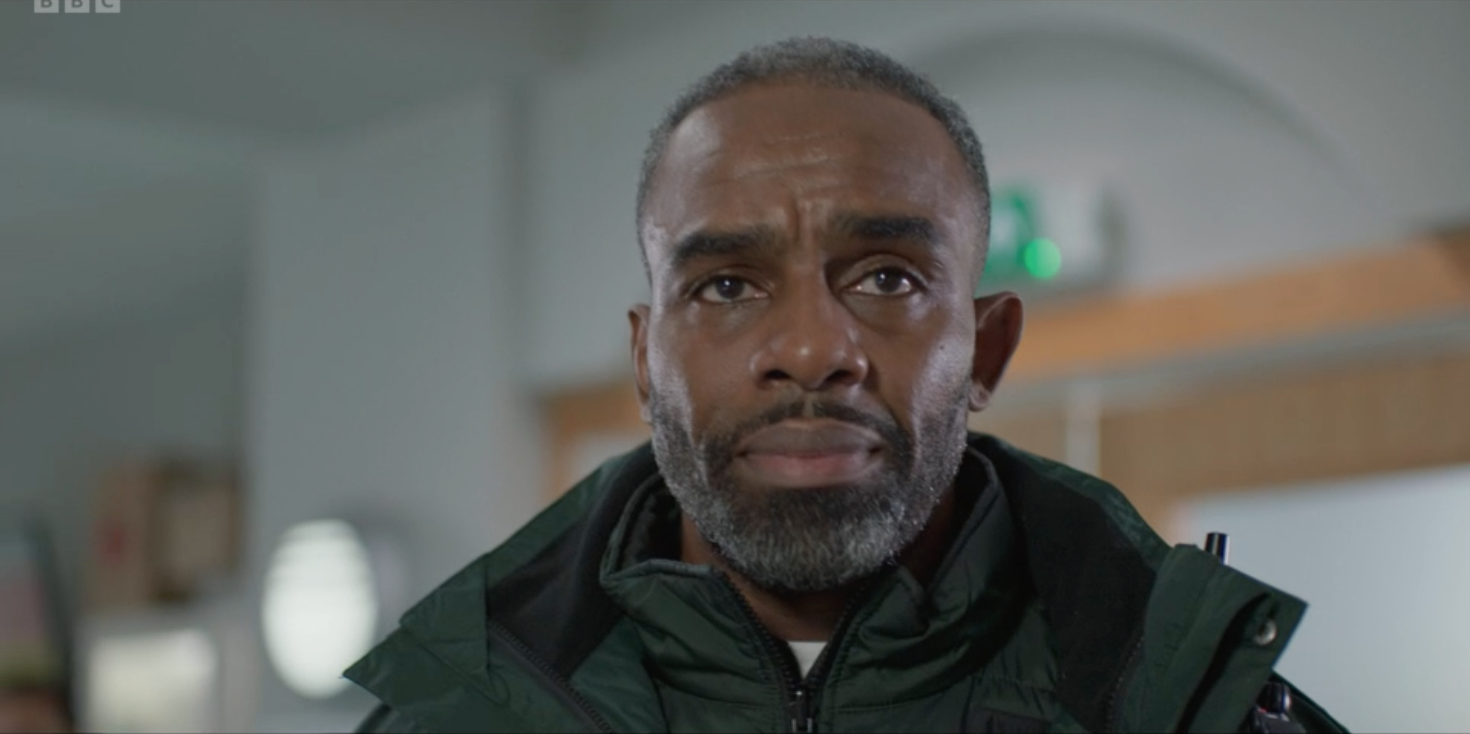 Jacob with paramedic outfit on in Casualty