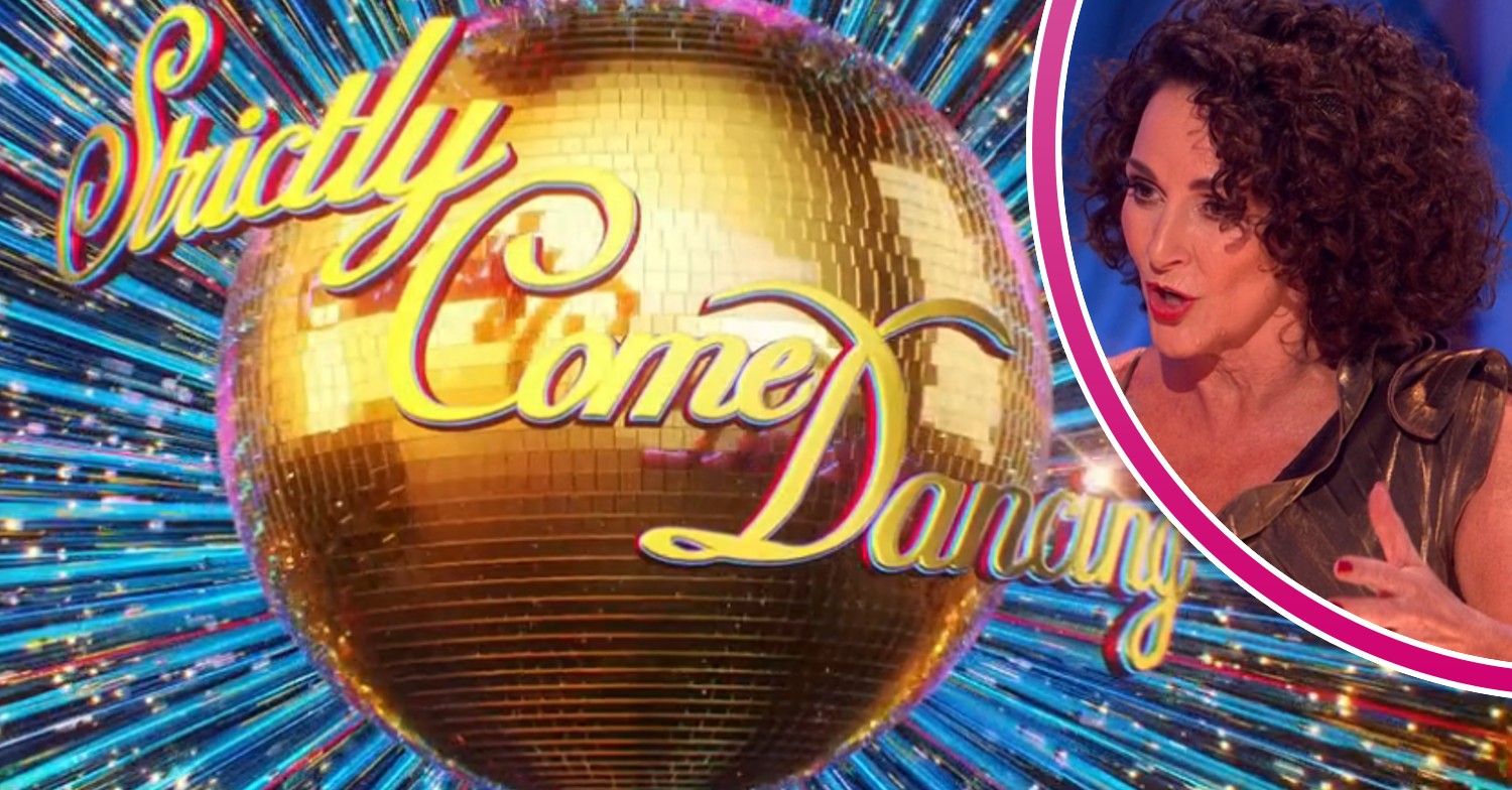 Strictly logo and Shirley Ballas giving feedback on show